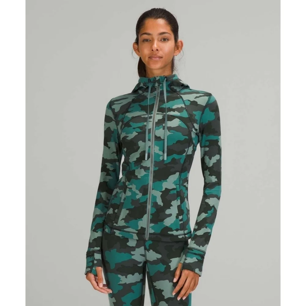 Lululemon Hooded Define Jacket Nulu In Camo Tidewater Teal Multi Size 6